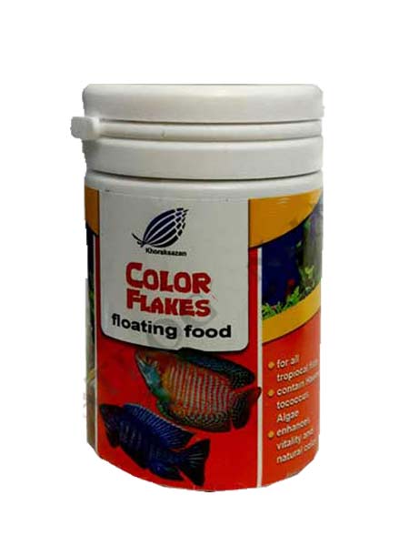 غذای پولکی تقویت رنگ ماهی خوراک سازان 35 گرم